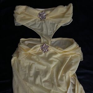 Yellow Strapless Cutout Maxi Dress